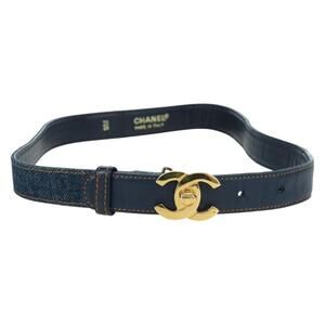 Chanel Denim CC Logo Belt Blue